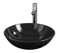 Lavabo avec robinet, bonde d'écoulement, noir, ensemble de lavabo de salle de bain moderne, pour petits espaces, durable et élégant, solution peu encombrante avec mitigeur monocommande