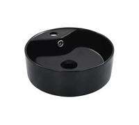 vidaXL Lavabo Lave-mains à poser avec trop-plein Céramique Noir
