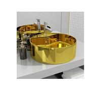 vidaXL Lavabo avec Trop-Plein Lave-Mains Vasque à Poser Monter Salle de Bain Intérieur Salle d'Eau Cabine de Toilette Maison 46,5x15,5 cm Céramique