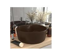 vidaXL Lavabo avec Trop-plein Vasque à Poser de Toilette Lave-mains de Salle de Bain Salle Cosmétique Maison Marron Foncé Mat 36x13 cm Céramique