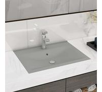 vidaXL Lavabo avec trou de robinet Gris clair mat 60x46 cm Céramique