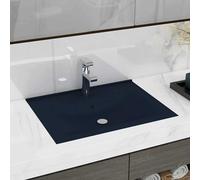 vidaXL Lavabo Vasque à poser 60x46 cm Céramique Bleu foncé mat avec trou de robinet