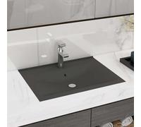 vidaXL Lavabo avec trou de robinet – Lave-mains céramique crème mat 60x46 cm