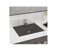Lavabo avec Trou de Robinet Crème Mat Céramique Vasque Lave-mains vidaXL