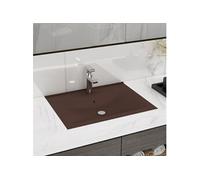 Lavabo avec Trou de Robinet Vasque à Poser de Toilette Lave-mains de Salle de Bain Salle Cosmétique Marron Foncé Mat 147028