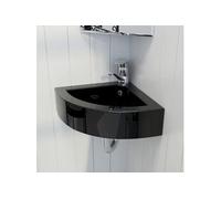 vidaXL Vasque céramique 45x32x12,5 cm avec trop-plein et trou pour robinet Noir