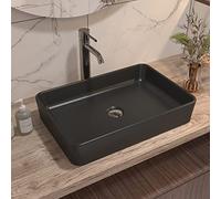 Lavabo Baño DeerValley DV-1V0010 Ally - Lavabo Rectangular en Cerámica Negra Mate, 505 x 340 mm
