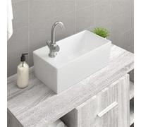 vidaXL Lavabo blanc en céramique 48×25×15 cm