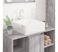 Lavabo blanc, Vasque à poser, Lave-Mains, style moderne, pour salle de bain, hôtel, toilettes, camping-car, 37x37x13 cm céramique carré