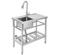 Lavabo buanderie autoportant inox 30×16×30 po robinet extractible pieds réglables garage
