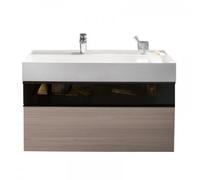 Lavabo burgbad Yumo avec meuble sous-lavabo, largeur : 1015mm, poignée G0179, avec cadre frontal en aluminium, SFKL102F3193C0001, Couleur: Acrylique Blanc Brillant / Mélamine Blanc Brillant Brillant