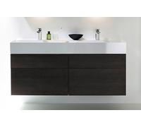 Lavabo burgbad Yumo avec meuble sous-lavabo, largeur : 1315mm, poignée G0179, SFKO132F3724C0001, Couleur: Mélamine noire Hacienda / Mélamine noire Hacienda