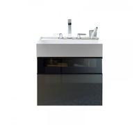 Lavabo burgbad Yumo avec meuble sous-lavabo, largeur : 665mm, poignée G0179, avec éclairage LED, avec cadre frontal en aluminium, SFMX067F3194C0001, Couleur: Acrylique Gris Brillant / Mélamine Gris Br
