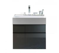 Lavabo burgbad Yumo avec meuble sous-lavabo, largeur : 665mm, poignée G0179, SFKN067F3726C0001, Couleur: Gris basalte Mélaminé Mat / Gris basalte Mélaminé Mat