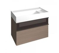 Lavabo burgbad Yumo avec meuble sous-lavabo, largeur : 815mm, poignée G0179, avec cadre frontal en aluminium, SFKL082F3718G0179, Couleur: Chêne Dekor Flanelle Mélamine / Chêne Dekor Flanelle Mélamine