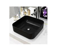 vidaXL Lavabo carré Céramique Noir 38 x 38 x 13,5 cm