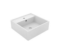 vidaXL Lavabo carré de luxe à trop-plein Céramique Blanc mat 41x41 cm