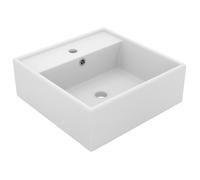 Lavabo carré de luxe à trop-plein Blanc mat 41x41 cm Céramique - VIDAXL - 146943 - Carré - A poser - Intérieur