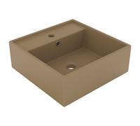 Lavabo Carré de Luxe à Trop-plein Gris Clair Mat Céramique Lave-mains vidaXL