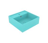 vidaXL Lavabo carré à trop-plein Vert clair mat 41x41 cm Céramique
