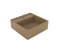 vidaXL Lavabo carré de luxe à trop-plein Crème mat 41x41 cm Céramique