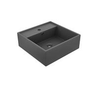 Lavabo Carré de Luxe à Trop-plein Vasque à Poser de Toilette Lave-mains de Salle de Bain Salle Cosmétique Gris Foncé 146950