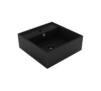 Lavabo Carré de Luxe à Trop-plein Vasque à Poser de Toilette Lave-mains de Salle de Bain Salle Cosmétique Maison Noir 146953