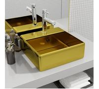 Lavabo carré en céramique doré - VIDAXL - 41 x 41 x 15 cm - Utilisation intérieure