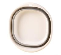 Lavabo carré pliable pour cuisine, salle de bain, linge, camping, randonnée, pique-nique, caravane, voyage Design pliable avec anneau antidérapant et bords durs (blanc + gris, L)