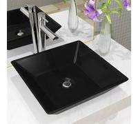 vidaXL Lavabo céramique carré noir 41,5 x 41,5 x 12 cm