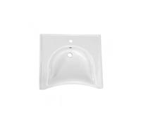 Lavabo céramique galbé aux normes handicapé PMR largeur 65cm profondeur 58cm avec trop plein New WC Care couleur blanc