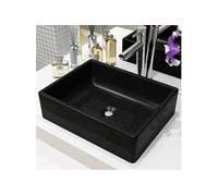 vidaXL Lavabo céramique rectangulaire noir brillant 41 x 30 x 12 cm