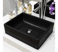 vidaXL Lavabo céramique rectangulaire noir brillant 41 x 30 x 12 cm