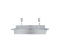 Lavabo Collectif 1200 mm en Inox Double Robinets Temporisés Distributeurs Savon