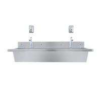 Lavabo Collectif Sur Mur 1200 mm en Inox Ultra Résistant Commercial Robinets Temporisés Rectangulaire Crédence Utilitaire Lavage Mains Drainage Pente CHRD HORECA [Distributeurs de Savon 500 ml INCLUS]