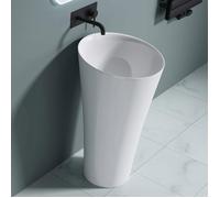 Lavabo colonne rond blanc vasque sur pied doporro Colossum33 solid surface 51x51x90cm