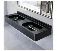 Lavabo commercial en acier inoxydable à fixation murale 119,4 cm | Évier de salle de bain rectangulaire à double vasque, élégant et flottant pour toilettes modernes et espaces fonctionnels