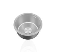 Lavabo Cuisin Rond,éVier de Cuisine Gris,Petit Evier Cuisine 1 Bac Inox Avec Raccords de Vidange,pour Caravane,Bar,FaçOns D'Installer Sur Le Plan Et Sous Plan (Ø 36cm)