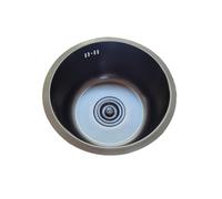 Lavabo Cuisine,Petit Evier Evier Cuisine Rond Noir,éVier de Cuisines 1 Bac,Mini éVier Inox pour Caravane Bar,FaçOns D'Installer Sur Le Plan et Sous Plan (Ø 45cm)