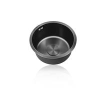 Lavabo Cuisines Rond,Petit Evier Cuisine Noir,éVier Cuisine,Mini Evier Inox 1 Bac Avec Raccords de Vidange,pour Bateau,Camping,FaçOns D'Installer Sur Le Plan et Sous Plan (Ø 28cm)