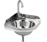 Lavabo D’angle, Lavabo Triangulaire En Acier Inoxydable Petit 260 Mm Montage Mural Ensemble, Avec Robinet Siphon Et Tuyaux, Vasque Pour Camping-Car Camper Bateau Salle De Bain WC Garage
