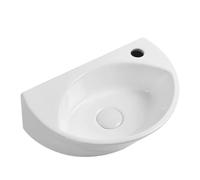 Lavabo D'Angle Compact En Céramique Pour Salle De Bain - Petit Lavabo Avec Tuyau D'Évacuation, Installation Murale Ou Sur Plan De Travail, Modèle A - Robinetterie Noire,Model C-White faucet set