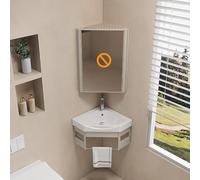 Lavabo d'angle compact en céramique triangulaire à suspendre au mur avec récipient de rangement, pour lavabos et toilettes