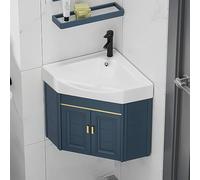 Lavabo d'angle de salle de bain de 38,1 cm, petit lavabo à main avec robinet d'eau chaude et froide