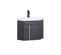 Lavabo d'angle de salle de bain, meuble-lavabo compact autoportant, ensemble de baignoire à linge en céramique, lavabo mural triangulaire for toilettes(Without Mirror,42cm)