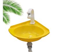 Lavabo d'angle mural à une cuve, petit lavabo de salle de bain avec robinet, en plastique moderne, mini vasque, pour cuisine, toilettes, sous-sol, camping-car.