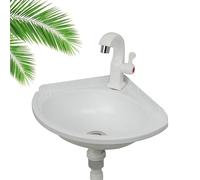 Lavabo d'angle Petit Évier Mural en Plastique Lavabos de Salle de Bain Suspendre Mini Lavabo de Camping-car, Lave-Mains d'angle Extérieur Pour Caravane Toilettes Sous-sol