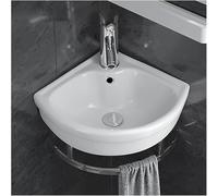 Lavabo d'angle Suspendu pour Salle De Bain, Lavabo De Salle De Bain, Lave-Mains Peu Encombrant, Mini-évier en Céramique Blanche avec Trop-Plein., 1-big