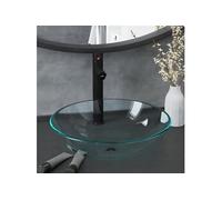 vidaXL Lavabo de bain avec robinet et drain à poussoir Verre trempé