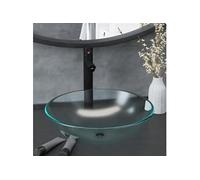 vidaXL Lavabo de Bain avec Robinet et Drain à Poussoir Vasque à Poser de Toilette Lave-mains de Salle de Bain Lavabo de Salle d'Eau Verre Trempé